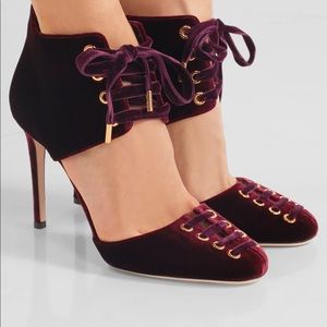 Jimmy Choo Burgundy Mari 100 Velvet Lace UpPumps